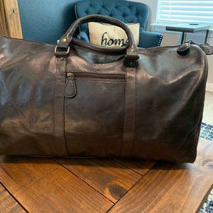 100% Pure Leather Brown Duffel Bag
